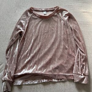 Velvet Long Sleeve Top in Pink